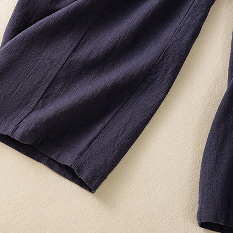 Pantalones harén de lino y algodón para mujer, de cintura alta, con diseño sencillo y sencillo, con bolsillos y Buddha Stones