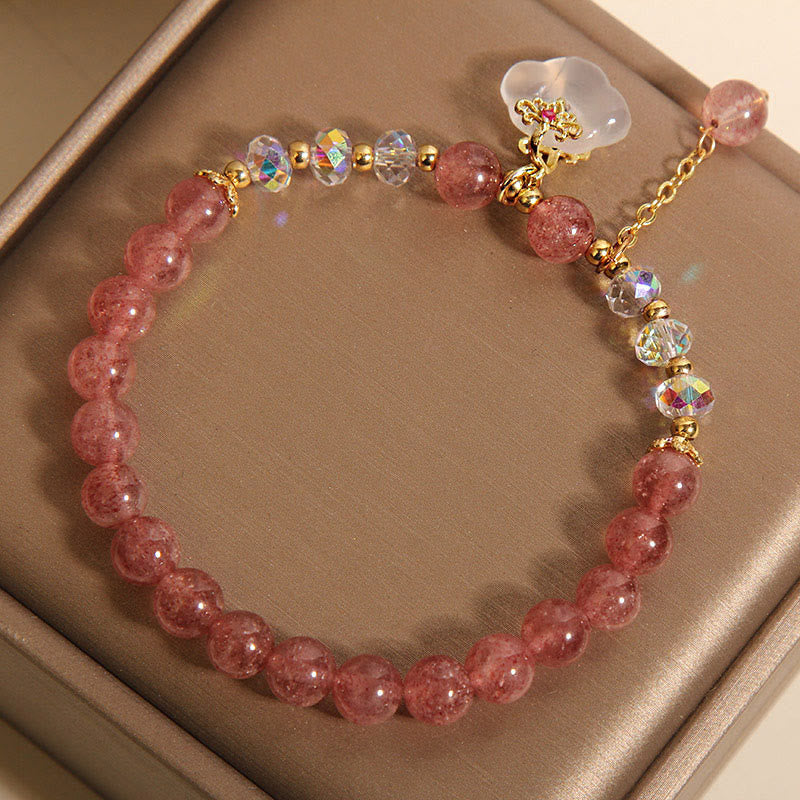 Pulsera positiva de Buddha Stones con nubes auspiciosas, cuarzo fresa, ágata blanca y cristal blanco - image 5