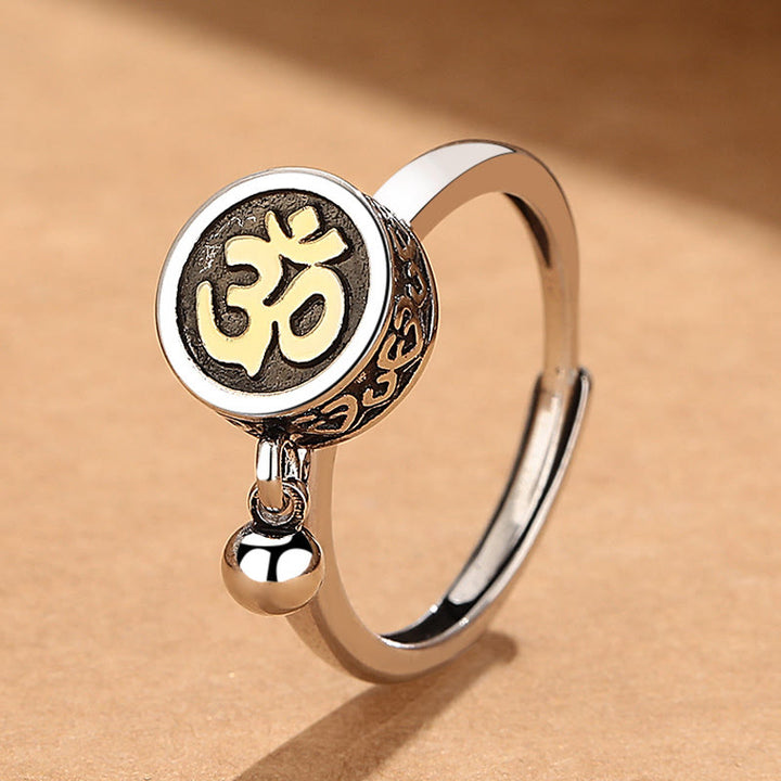 Anillo de riqueza ajustable con símbolo Om natural de Buddha Stones para hombre - Cobre (Riqueza ♥ Suerte) - image 1