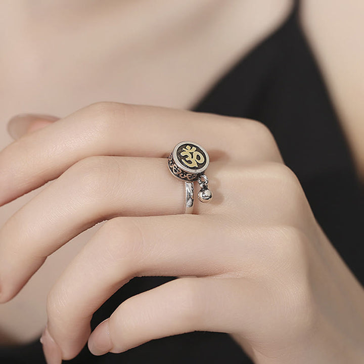 Anillo de riqueza ajustable con símbolo Om natural de Buddha Stones para hombre - image 6