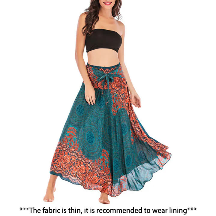 Vestido con falda de encaje y estampado de rosa de los vientos estilo bohemio de Buddha Stones Two Style Wear - image 1