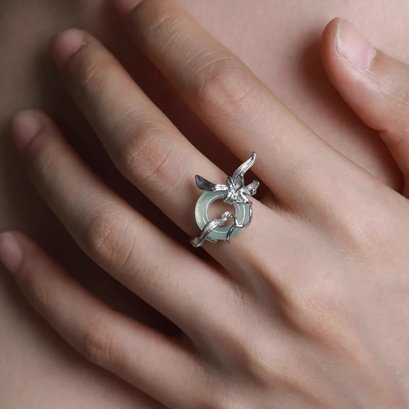 Anillo de equilibrio de jade y cuarcita con diseño de iris y hebilla de paz de Buddha Stones en plata de ley 925 - image 5