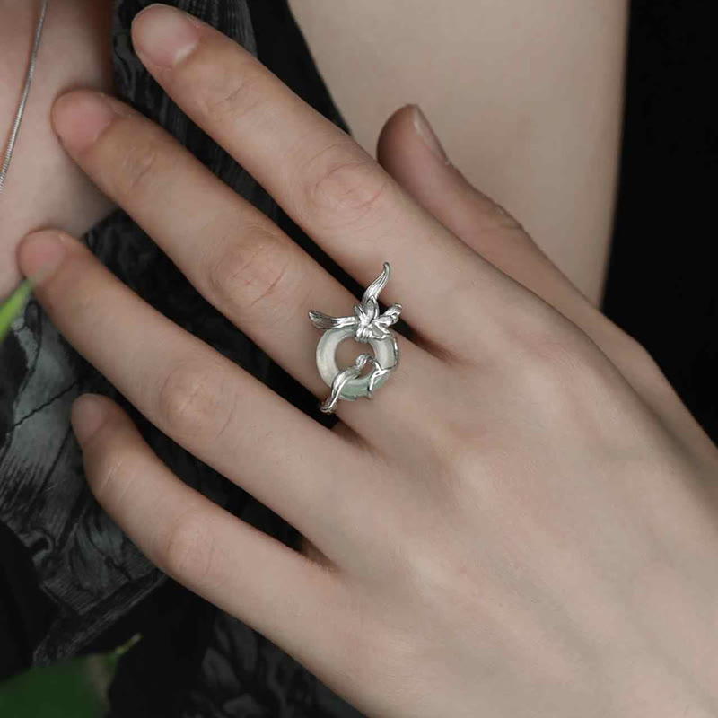 Anillo de equilibrio de jade y cuarcita con diseño de iris y hebilla de paz de Buddha Stones en plata de ley 925 - image 9