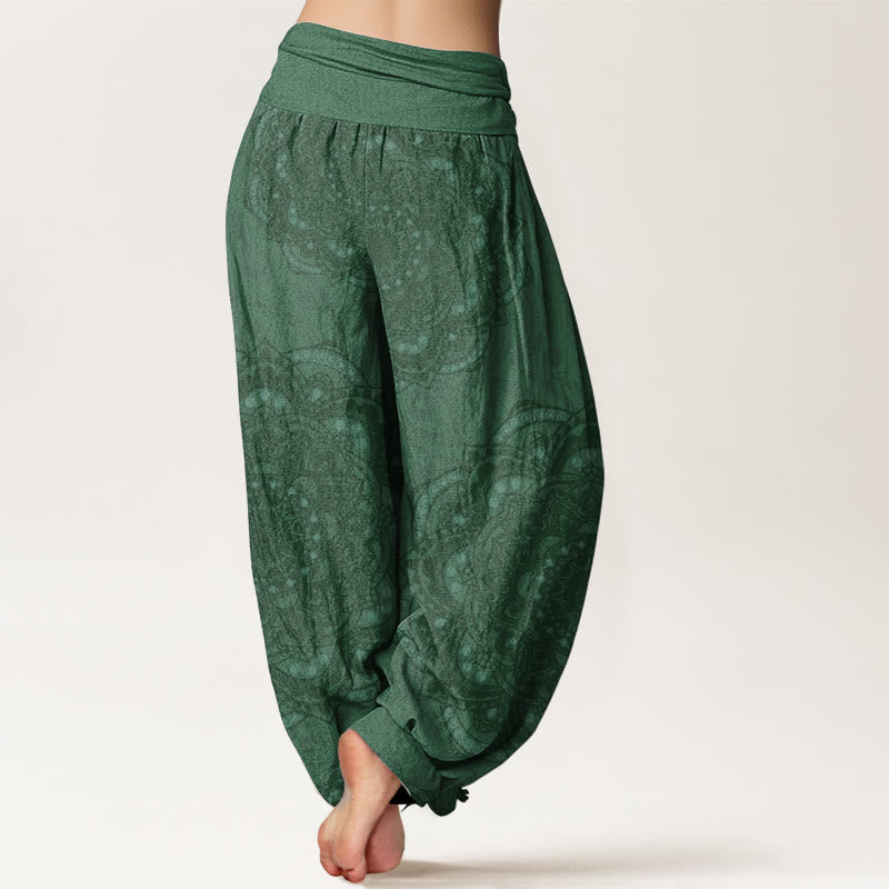 Pantalones Buddha Stones de algodón puro con estampado de mandalas y cachemira para mujer, con cintura elástica - image 7
