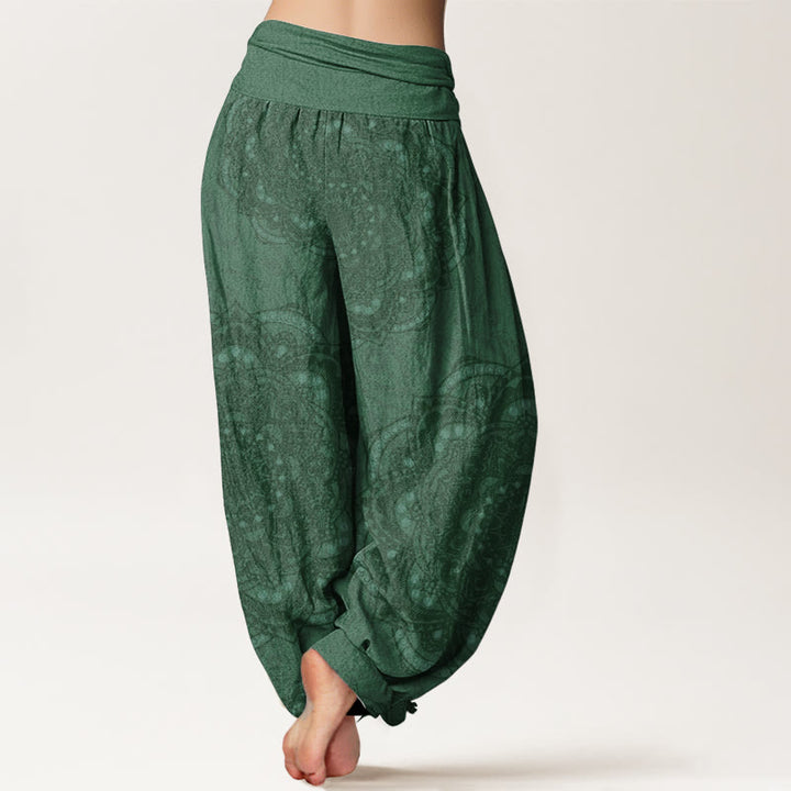 Pantalones Buddha Stones de algodón puro con estampado de mandalas y cachemira para mujer, con cintura elástica - image 7