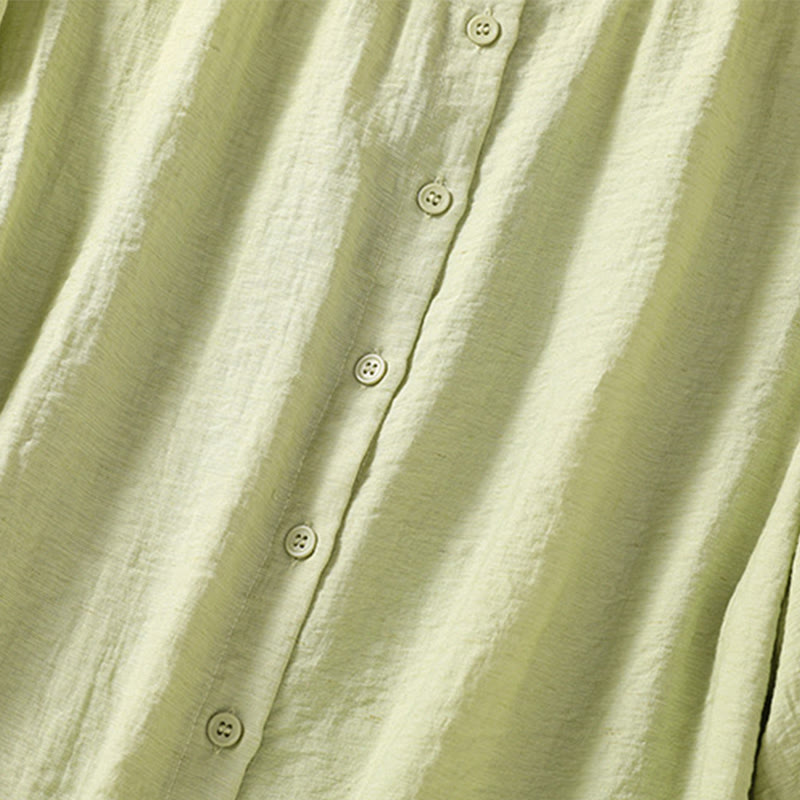 Camisa de cuello redondo para mujer con botones de algodón y diseño bordado de Buddha Stones - image 8