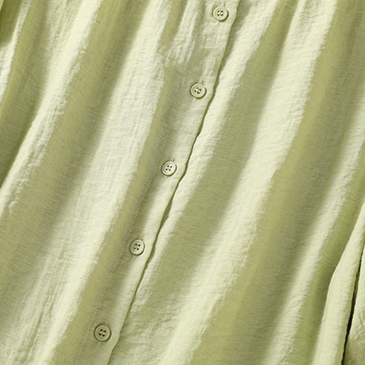 Camisa de cuello redondo para mujer con botones de algodón y diseño bordado de Buddha Stones - image 8