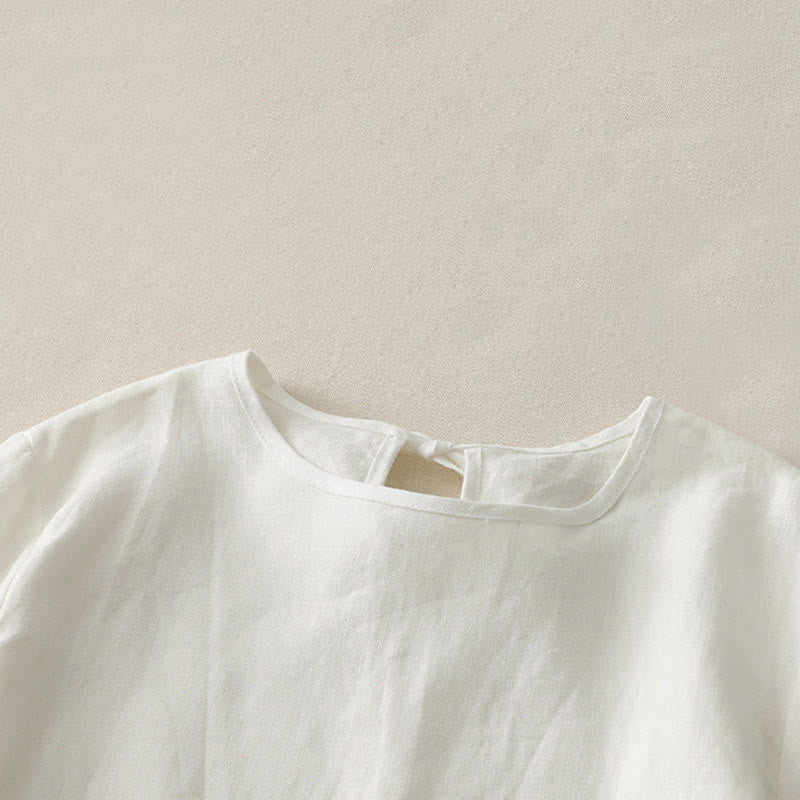 Camiseta informal de poliéster con cuello redondo, volantes y dobladillo con lazo para mujer Buddha Stones - image 10