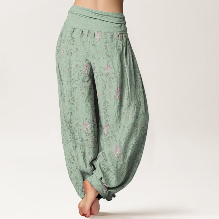 Pantalones harén con cintura elástica para mujer, con estampado de pequeñas flores y piedras de Buddha Stones - image 3