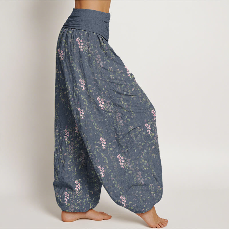 Pantalones harén con cintura elástica para mujer, con estampado de pequeñas flores y piedras de Buddha Stones - image 6
