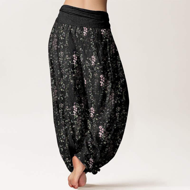 Pantalones harén con cintura elástica para mujer, con estampado de pequeñas flores y piedras de Buddha Stones - image 10