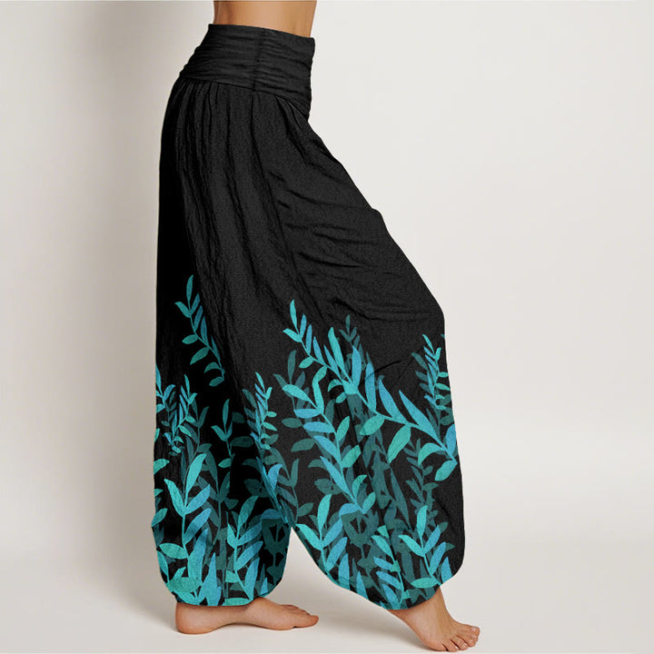 Pantalones harén de algodón puro con estampado de Buddha Stones para mujer, cintura elástica