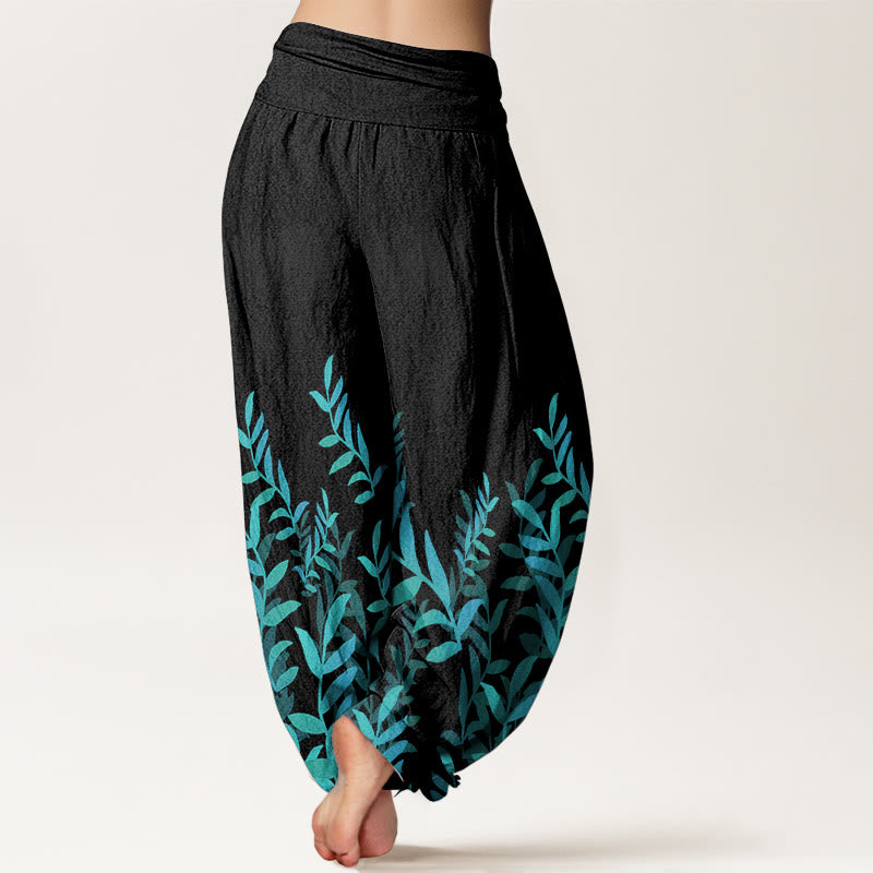 Pantalones harén de algodón puro con estampado de Buddha Stones para mujer, cintura elástica