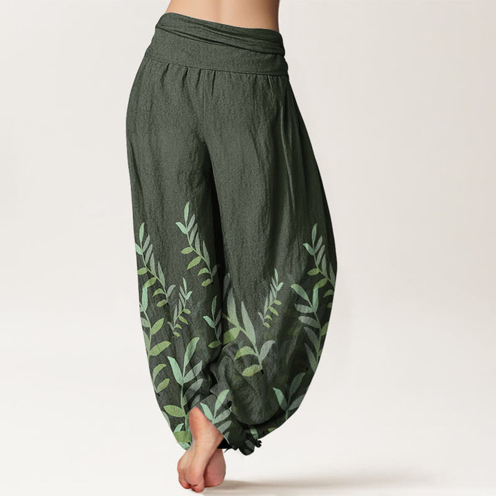 Pantalones harén de algodón puro con estampado de Buddha Stones para mujer, cintura elástica