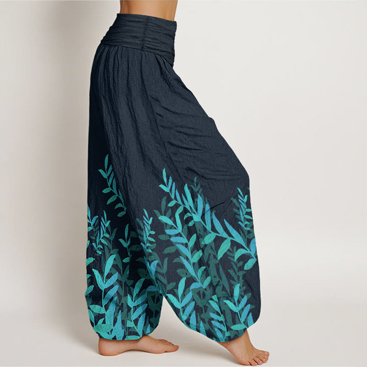 Pantalones harén de algodón puro con estampado de Buddha Stones para mujer, cintura elástica