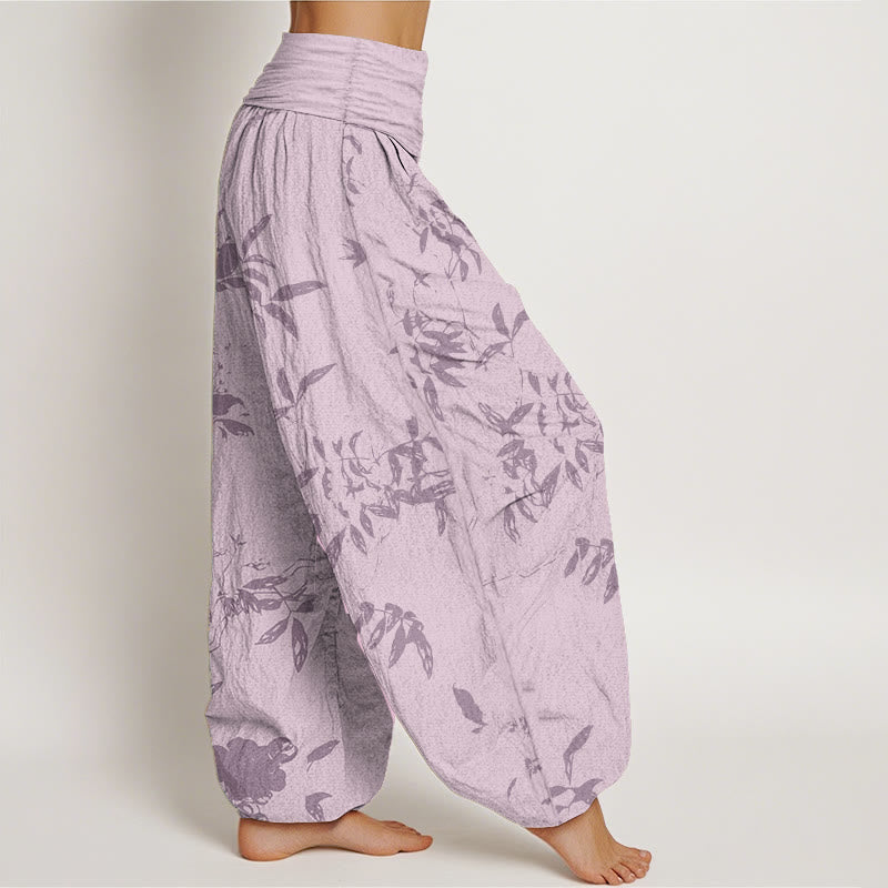 Pantalones harén de algodón puro con estampado de ramas y Buddha Stones para mujer, cintura elástica - image 10