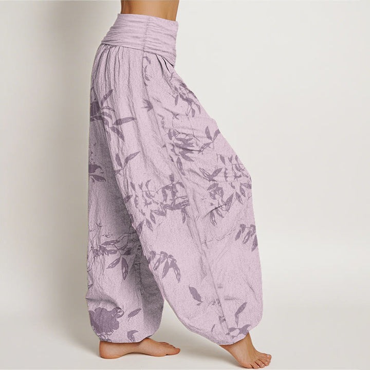 Pantalones harén de algodón puro con estampado de ramas y Buddha Stones para mujer, cintura elástica - image 10