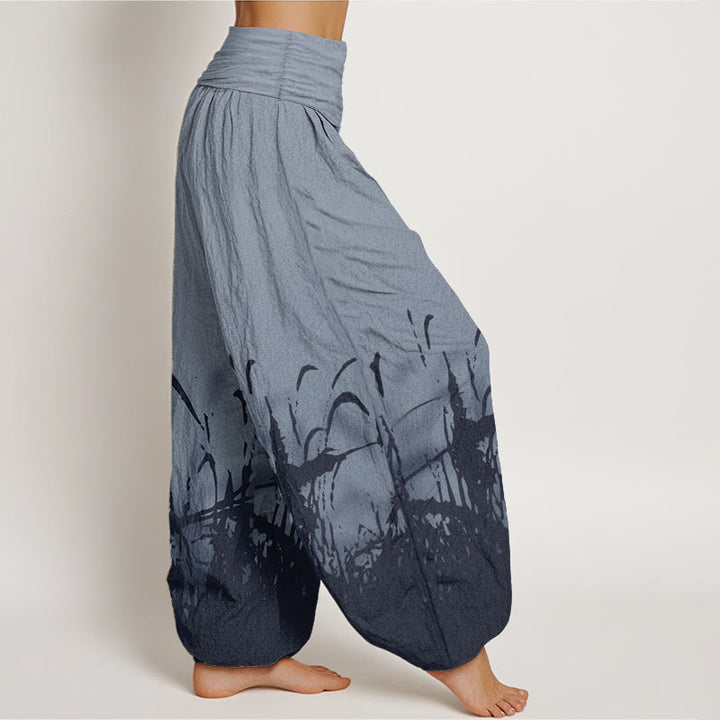 Pantalones harén de algodón puro con estampado de hierba silvestre y Buddha Stones para mujer, cintura elástica - image 7