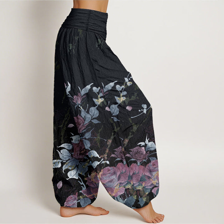 Pantalones Buddha Stones de algodón puro con estampado de rosas florecientes para mujer, cintura elástica - image 7