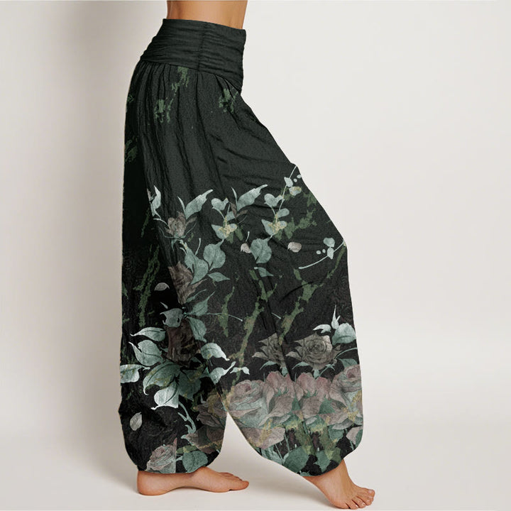 Pantalones Buddha Stones de algodón puro con estampado de rosas florecientes para mujer, cintura elástica - image 10