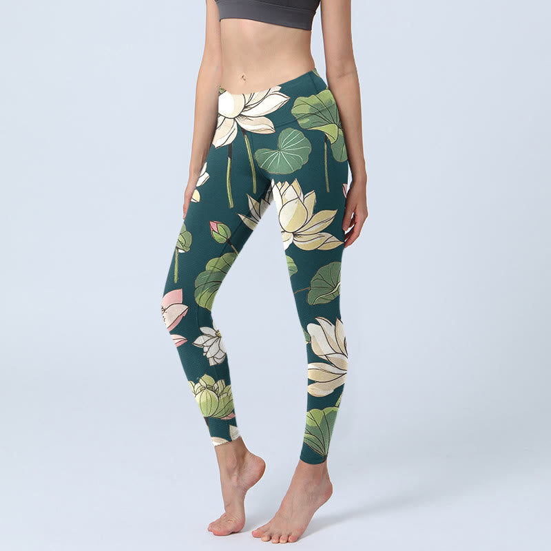 Leggings de yoga para mujer con estampado de Buddha Stones - Verde azulado - US18，UK/AU22，EU50 (4XL) - image 1