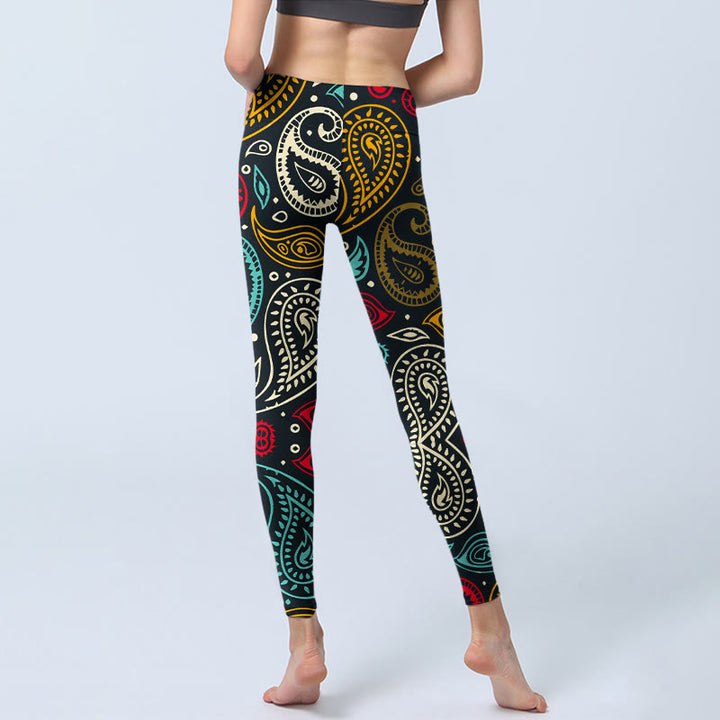 Leggings de yoga para mujer con estampado de cachemira colorido y Buddha Stones - image 7