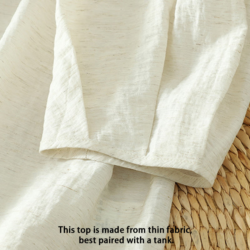 Camisa blanca lisa con botones y manga tres cuartos para mujer Buddha Stones