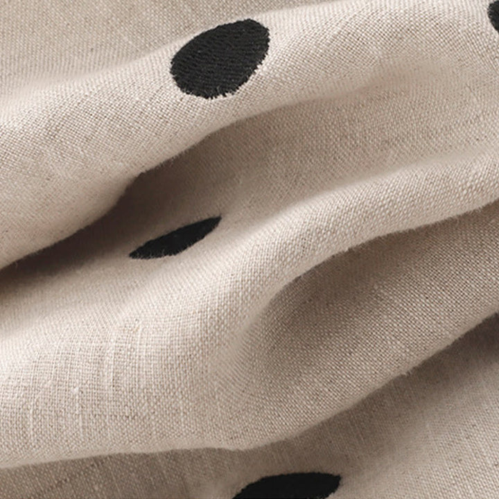 Vestido midi de lino y algodón con cuello en V, encaje y lunares de Buddha Stones para mujer, con bolsillos - image 17