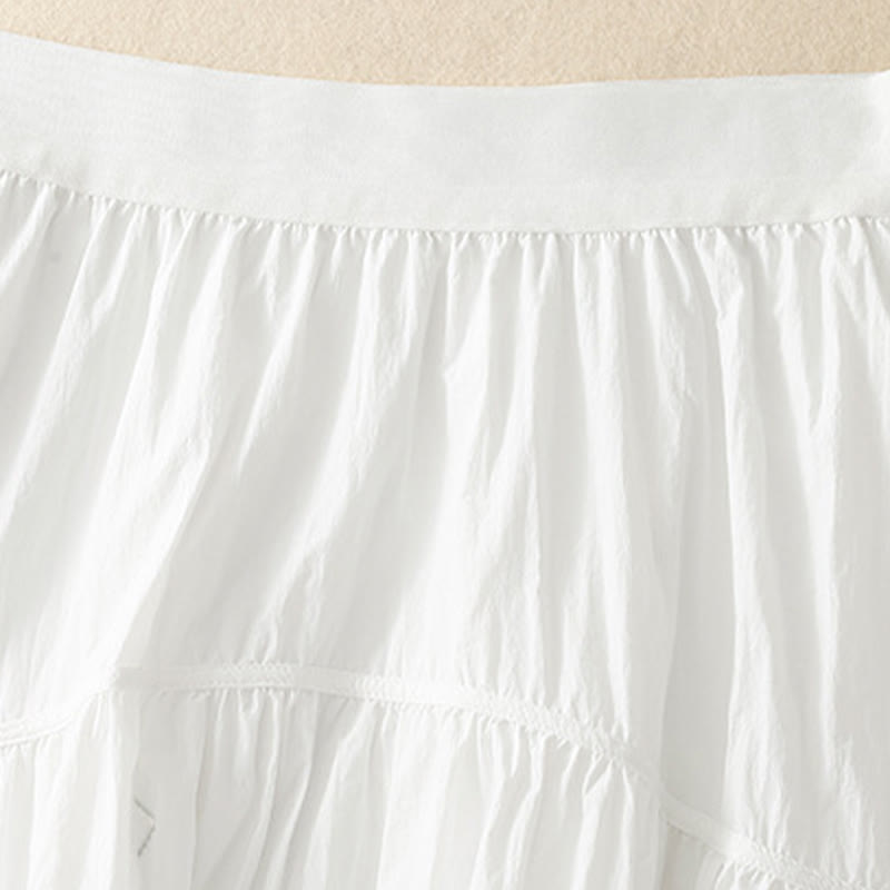 Falda de mujer con cintura elástica y bolsillos de Buddha Stones, líneas sencillas - image 4