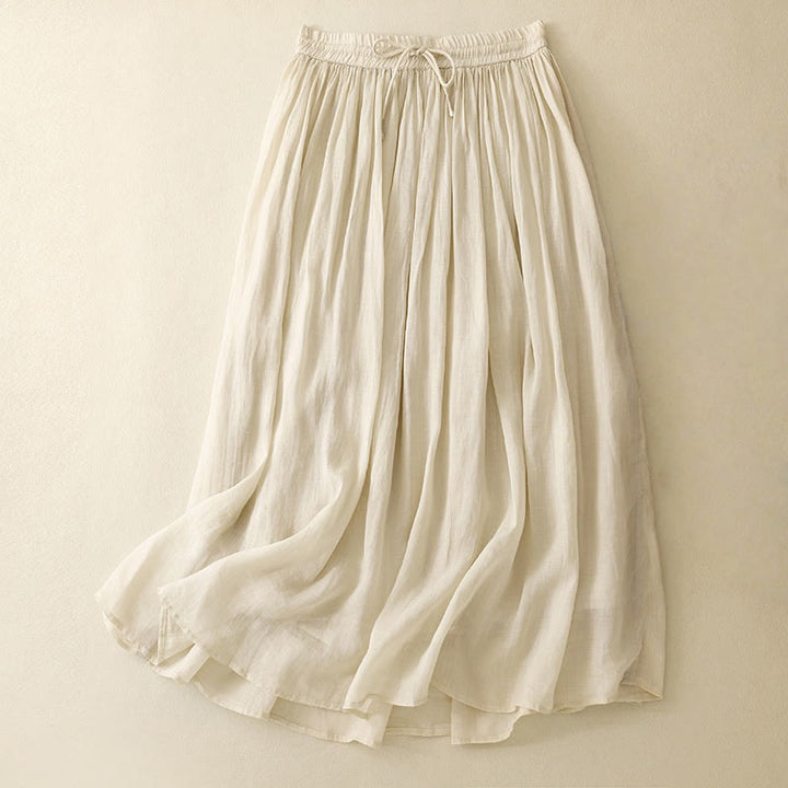 Falda de verano con cordón ajustable y cintura elástica de color liso para mujer con Buddha Stones - Beige - US8-10，UK/AU12-14，EU40-42 (2XL) - image 20