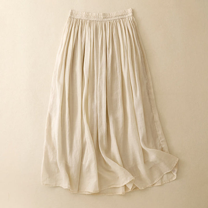 Falda de verano con cordón ajustable y cintura elástica de color liso para mujer con Buddha Stones - image 21