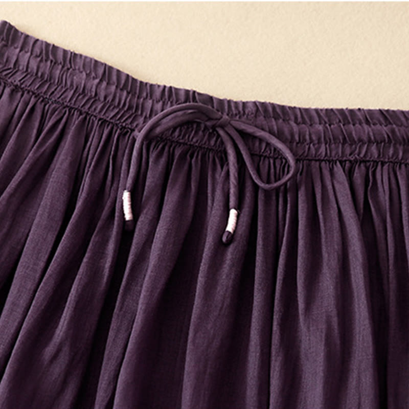 Falda de verano con cordón ajustable y cintura elástica de color liso para mujer con Buddha Stones - image 10