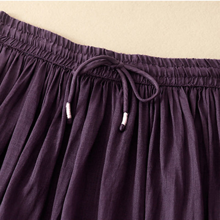 Falda de verano con cordón ajustable y cintura elástica de color liso para mujer con Buddha Stones - image 10