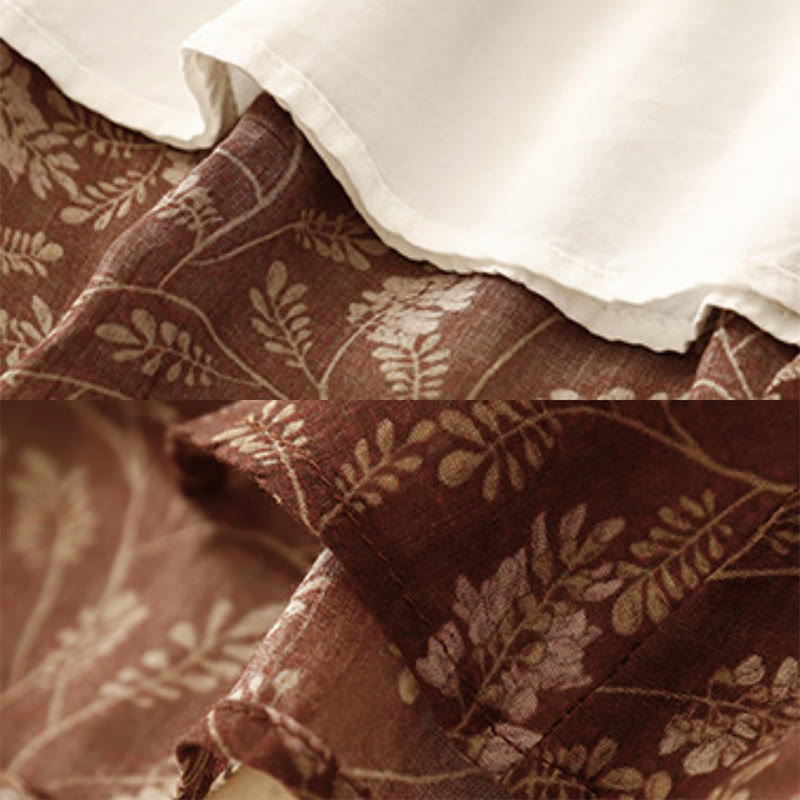 Falda de lino y algodón con cintura elástica para mujer, con estampado floral de Buddha Stones y bolsillos. - image 6