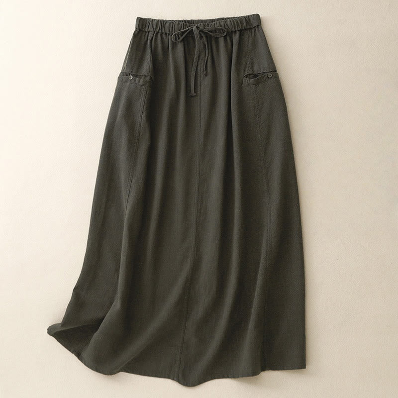 Falda de mujer con cintura elástica y corte en A, con cordón ajustable y estampado de Buddha Stones. - Gris oscuro - US8-10，UK/AU12-14，EU40-42 (2XL) - image 14