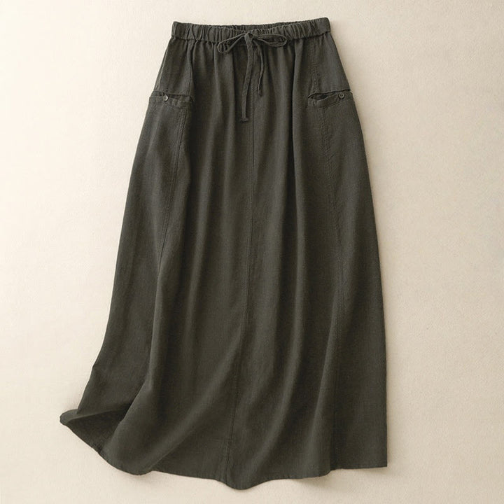 Falda de algodón con cintura elástica y cordón ajustable de Buddha Stones para mujer - Gris oscuro - US8-10，UK/AU12-14，EU40-42 (2XL) - image 14