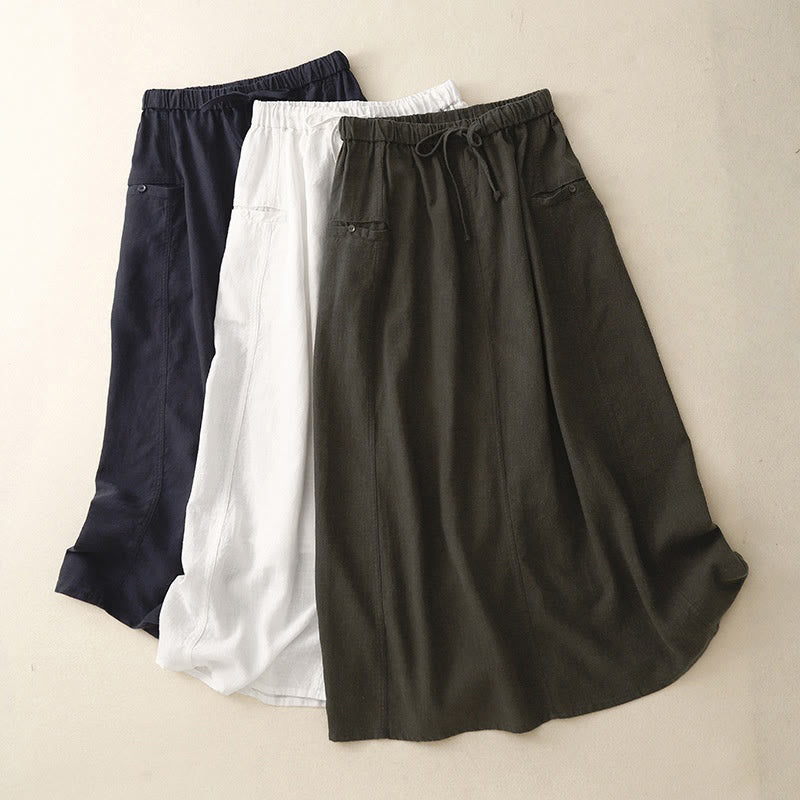 Falda de algodón con cintura elástica y cordón ajustable de Buddha Stones para mujer - image 1