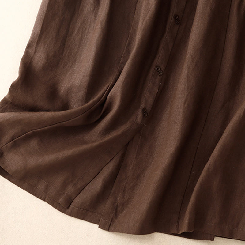 Falda de algodón con cintura elástica y bolsillos para mujer, diseño de aberturas, botones y Buddha Stones - image 5