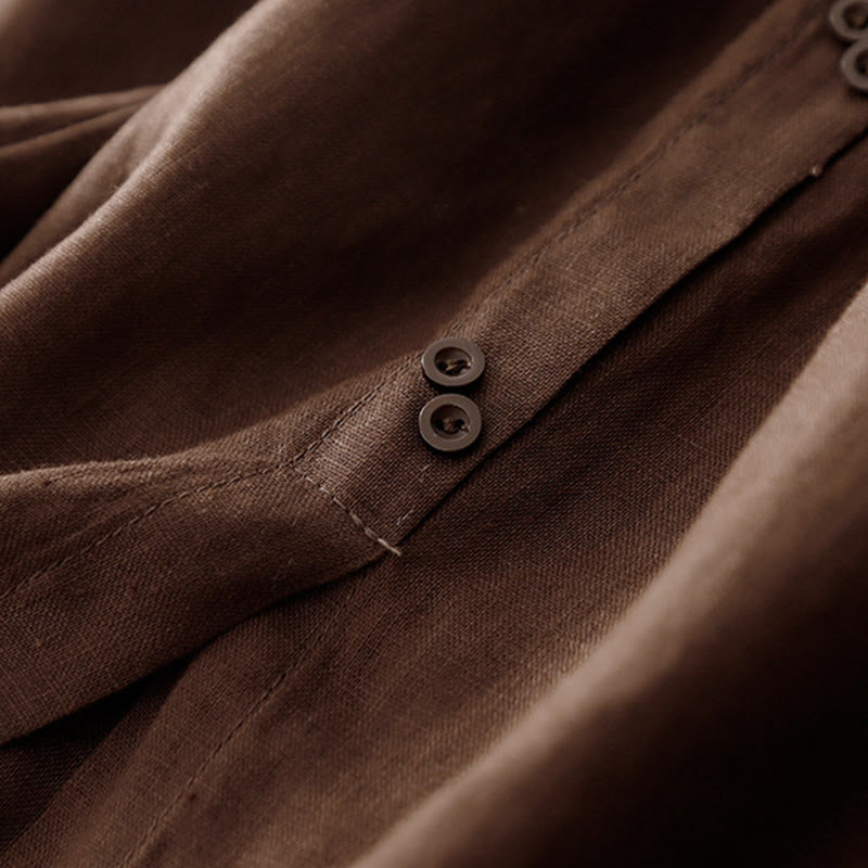 Falda de algodón con cintura elástica y bolsillos para mujer, diseño de aberturas, botones y Buddha Stones - image 3