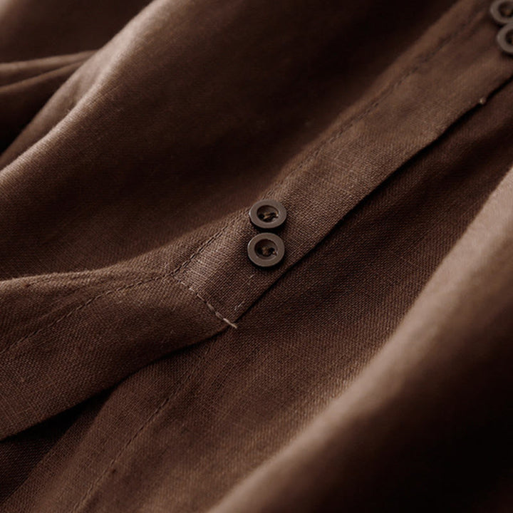 Falda de algodón con cintura elástica y bolsillos para mujer, diseño de aberturas, botones y Buddha Stones - image 3