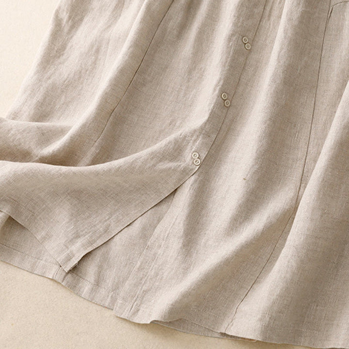 Falda de algodón con cintura elástica y bolsillos para mujer, diseño de aberturas, botones y Buddha Stones - image 13