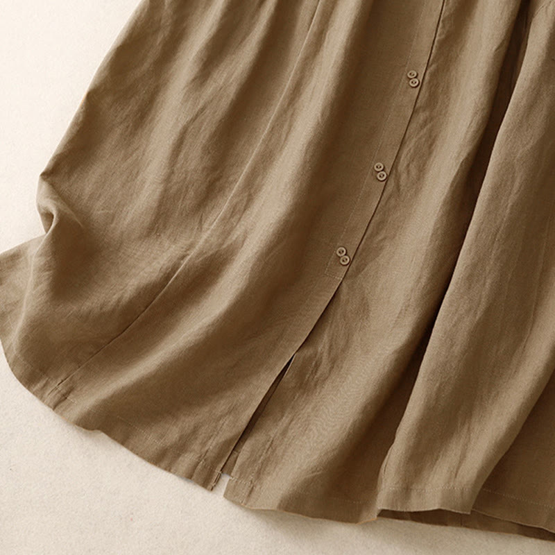 Falda de algodón con cintura elástica y bolsillos para mujer, diseño de aberturas, botones y Buddha Stones - image 21