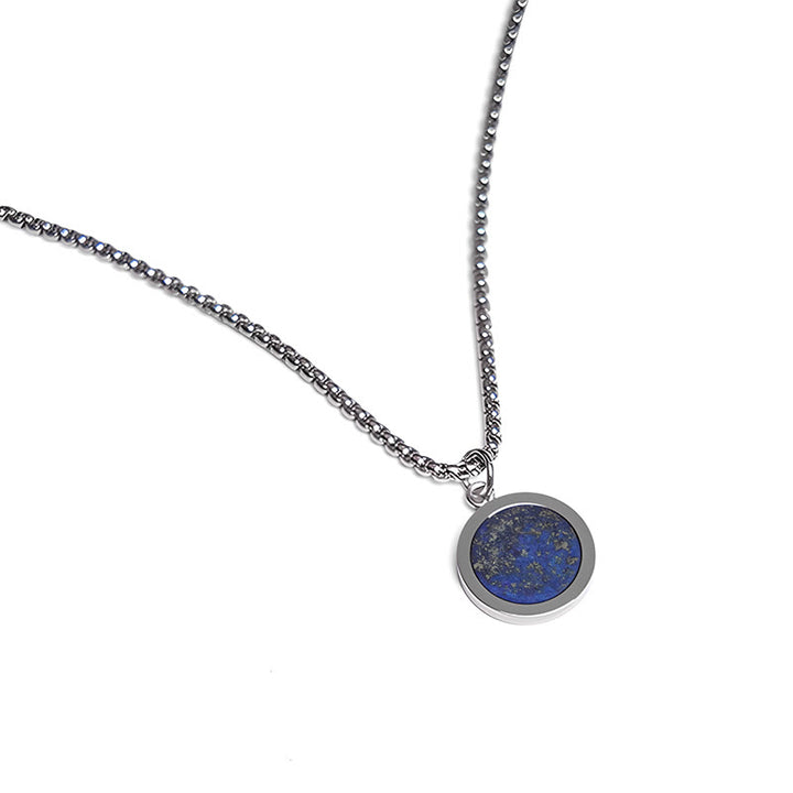 Collar con colgante de purificación de acero y titanio con piedras naturales de Buddha Stones, turquesa, ojo de tigre, lazurita, malaquita y acero.