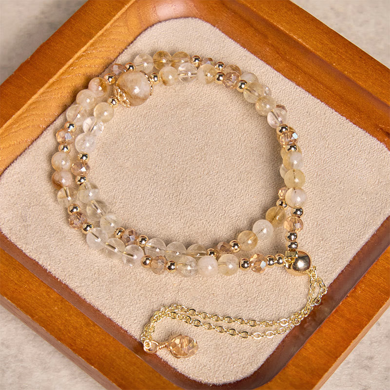 Pulsera de doble capa con cuentas de cristal rosa citrino natural de Buddha Stones, ideal para el placer y la creatividad.