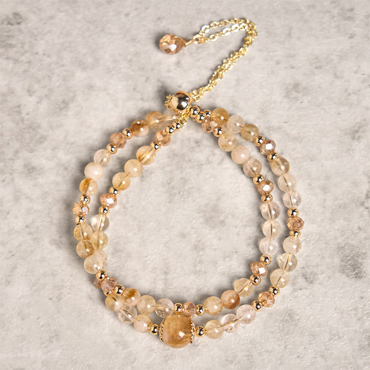 Pulsera de doble capa con cuentas de cristal rosa citrino natural de Buddha Stones, ideal para el placer y la creatividad.