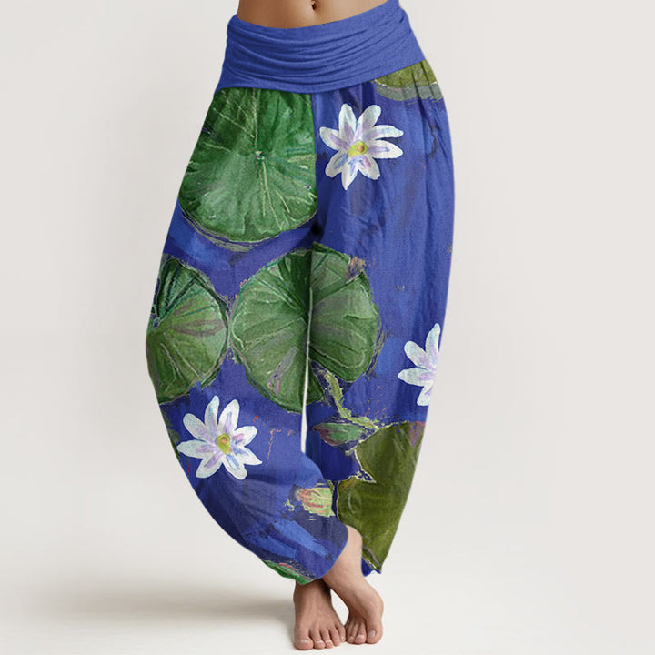 Pantalones harén para mujer con estampado de Buddha Stones - Azul pizarra - US22，UK/AU26，EU54 (6XL) - image 0