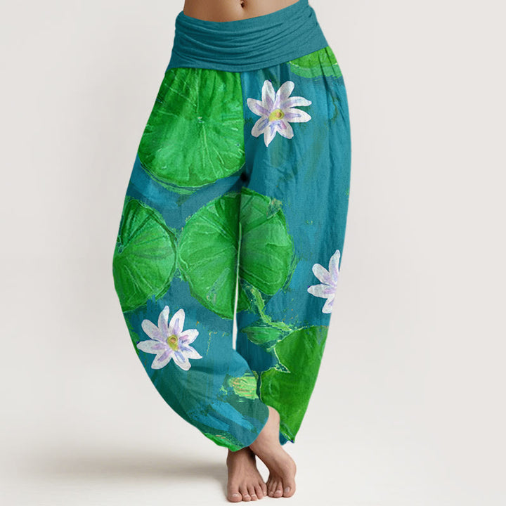 Pantalones harén para mujer con estampado de Buddha Stones - Verde mar claro - US22，UK/AU26，EU54 (6XL) - image 4
