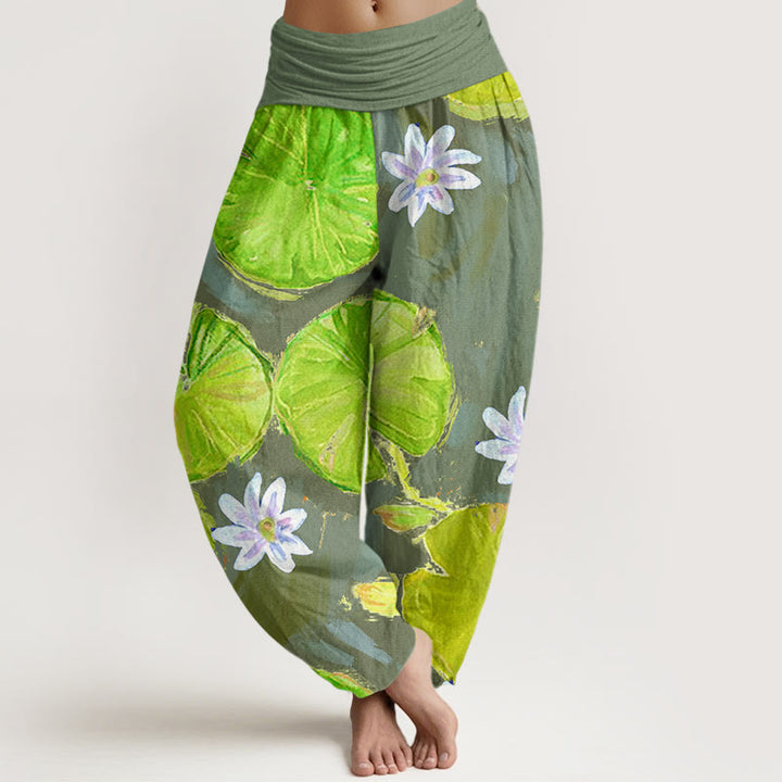 Pantalones harén para mujer con estampado de Buddha Stones - Verde mar oscuro - US22，UK/AU26，EU54 (6XL) - image 7