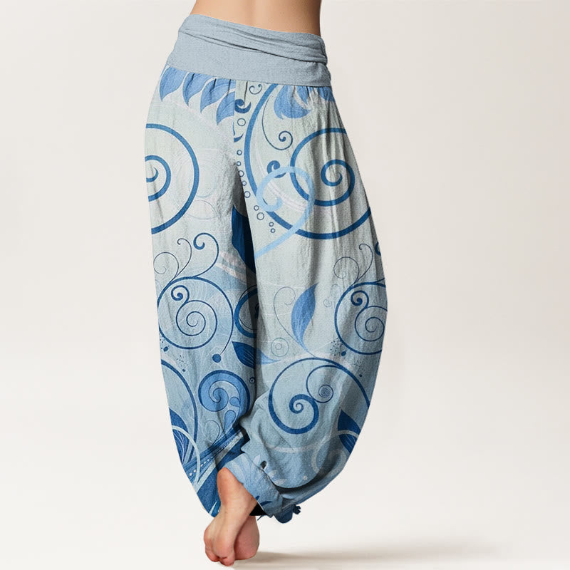 Pantalones harén casuales con estampado floral de enredadera de Buddha Stones para mujer - image 6
