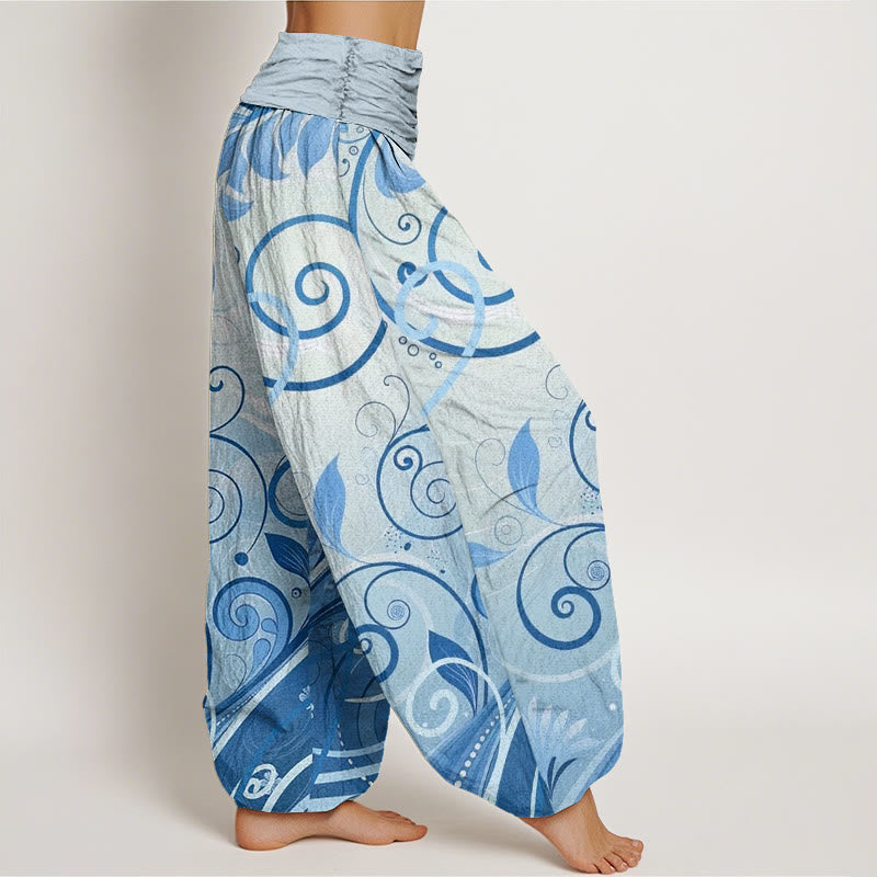Pantalones harén casuales con estampado floral de enredadera de Buddha Stones para mujer - image 7